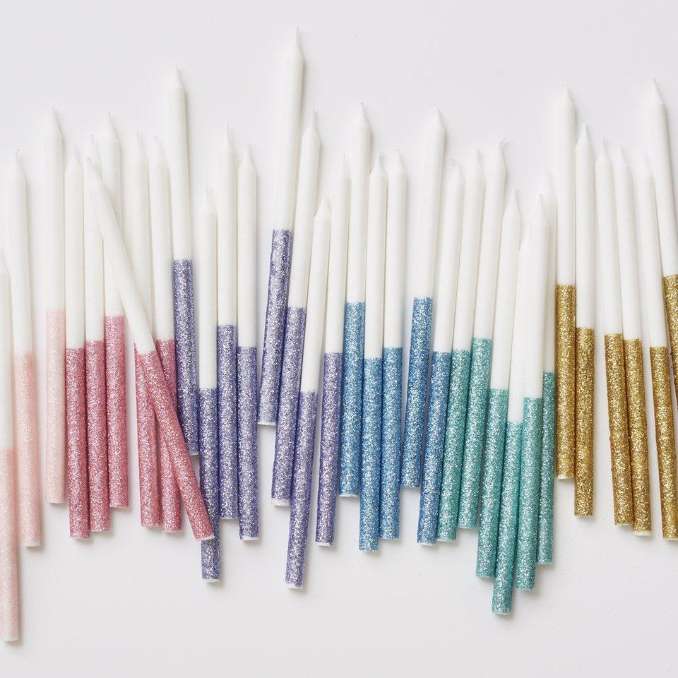 Multicolor Dipped Glitter Candles